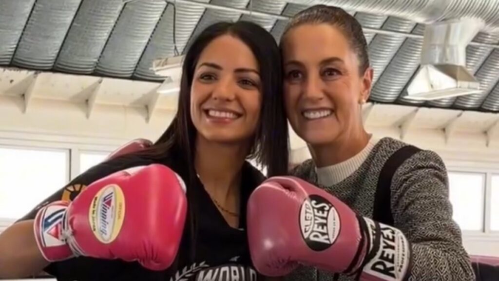 Claudia Sheinbaum se entrena con La Bonita Fernández, campeona mundial de boxeo