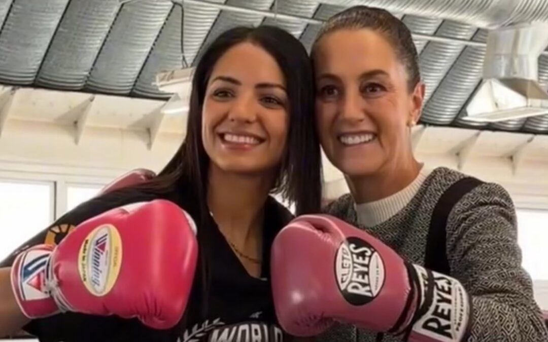 Claudia Sheinbaum se entrena con La Bonita Fernández, campeona mundial de boxeo