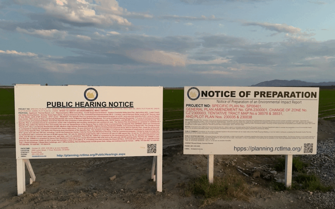 El Proyecto Thermal Ranch Regresa a Votación en el Condado de Riverside