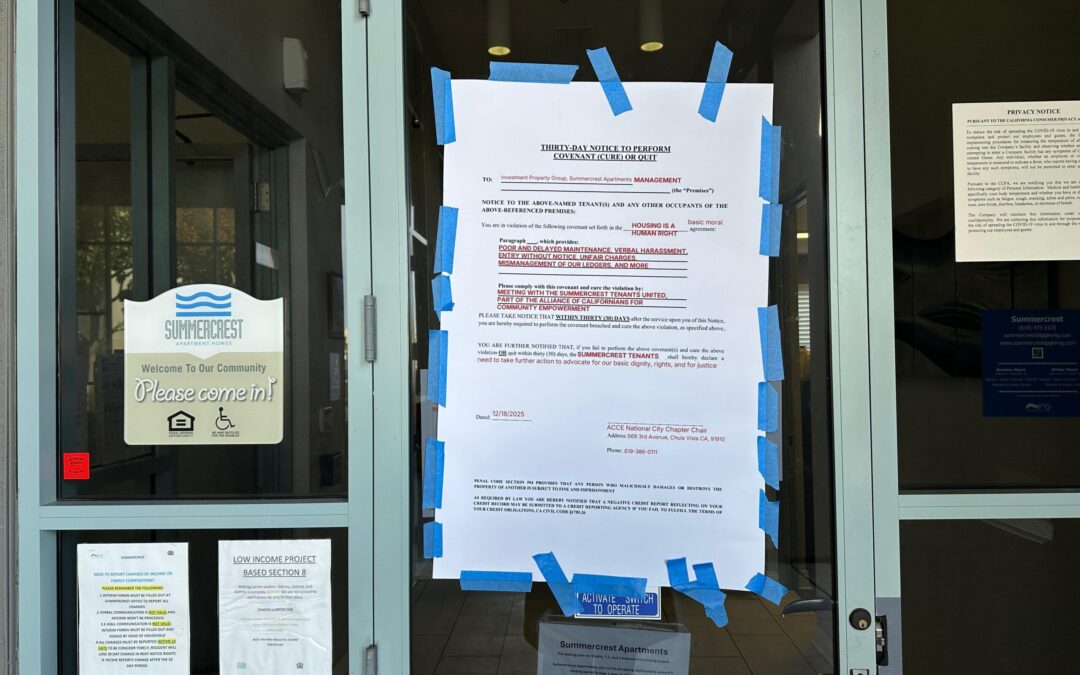 Protesta de Vecinos en National City por Aumento de Renta y Falta de Mantenimiento