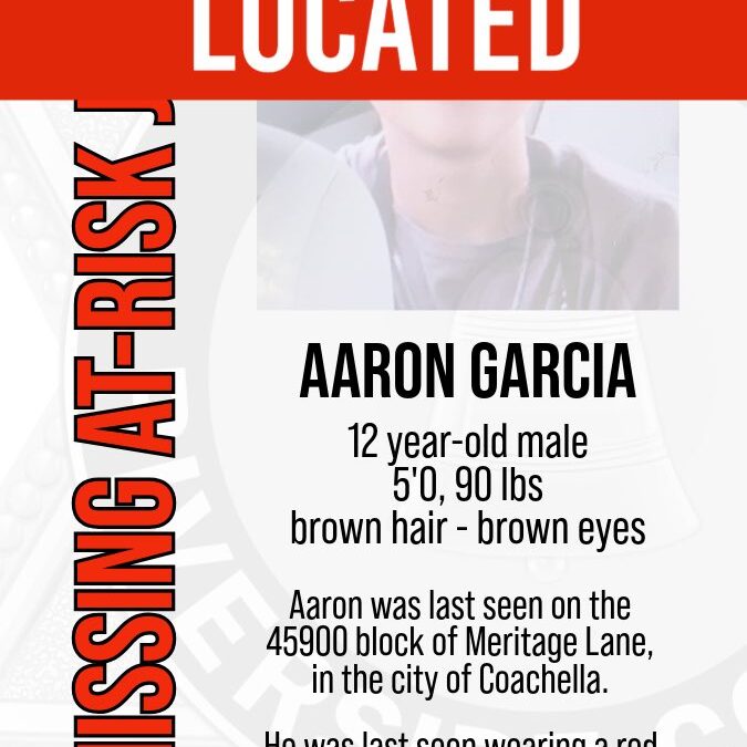 El Niño Desaparecido en Coachella, Aaron García, Es Encontrado Sano